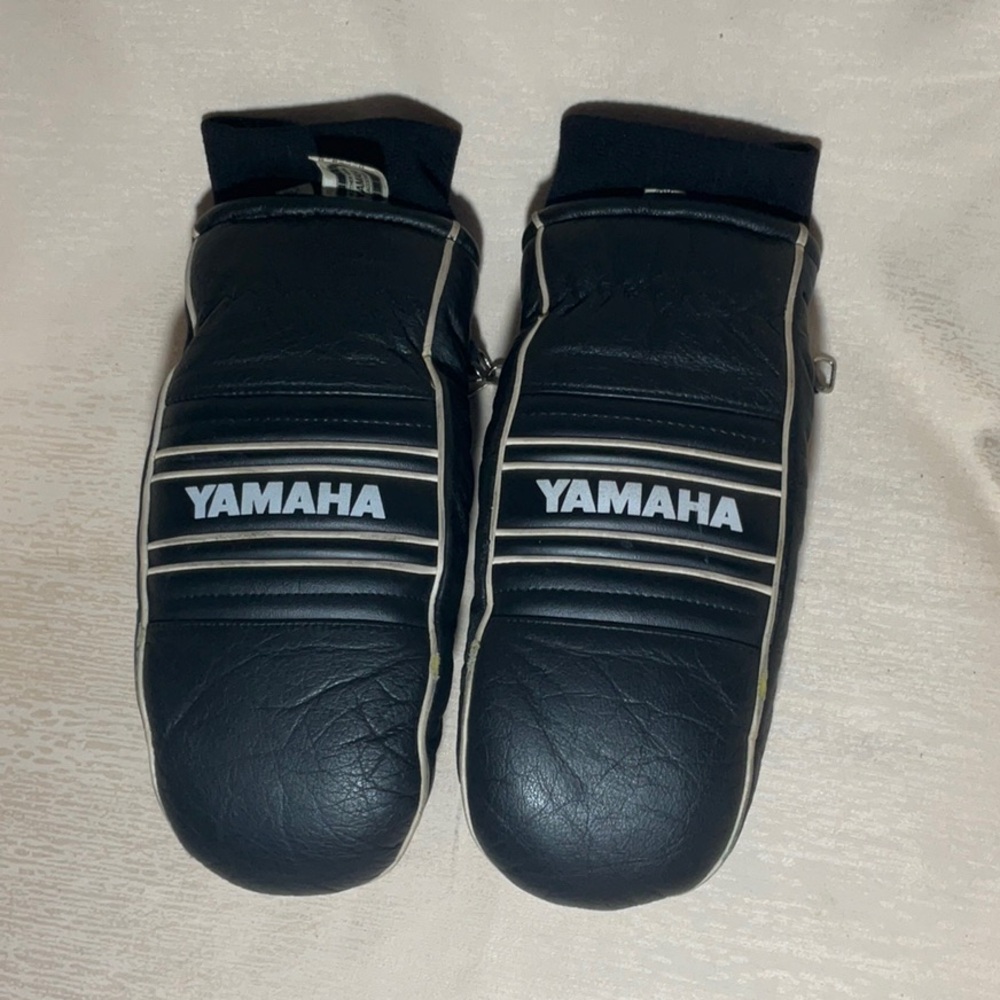 Yamaha Leather/Down Snowmobiling Mittens- Mens X-Small-Vintage